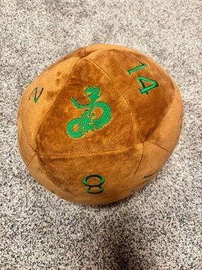 Dungeons & Dragons: Jumbo D20 Dice Plush - Copper and Green appx 10”
